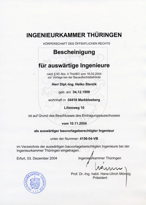 Required Building Documentation: Thuringia