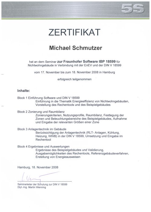 Qualifikationen: Sachverständiger für Energieeffizienz von Gebäuden (eipos)