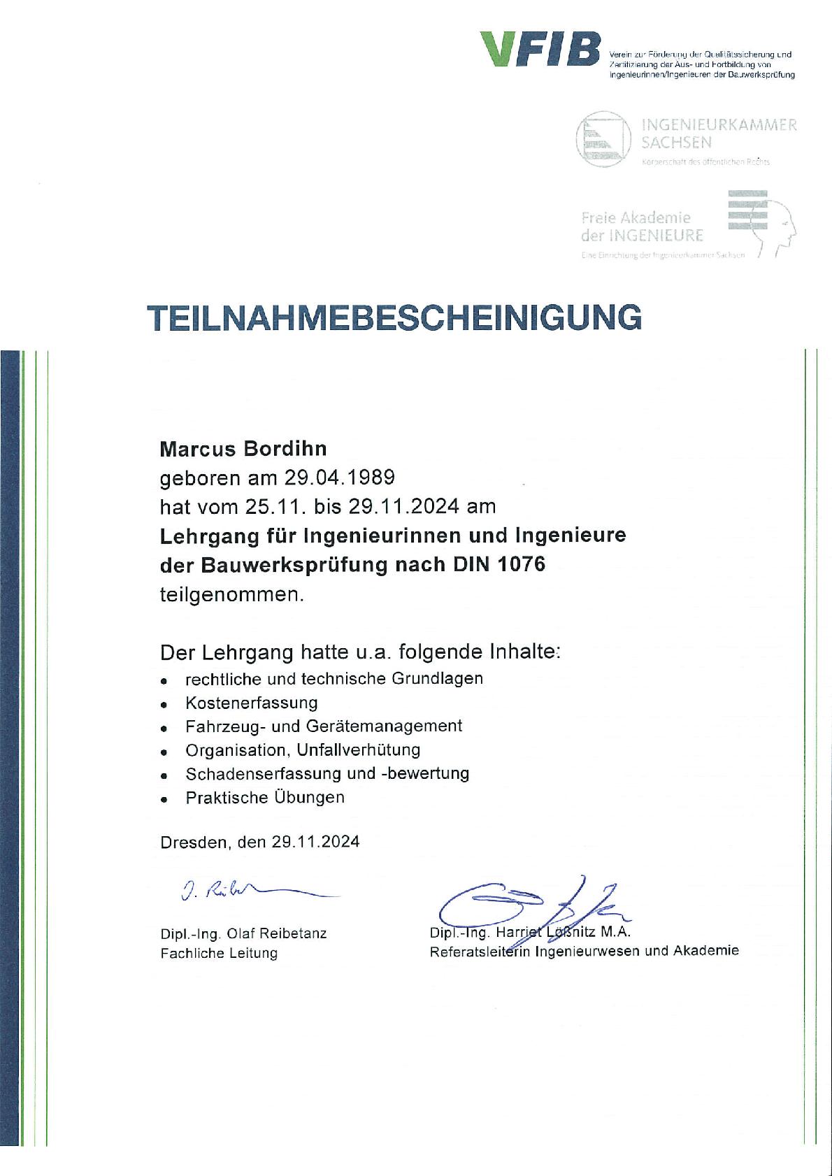 Qualifikationen: Brückenprüfung