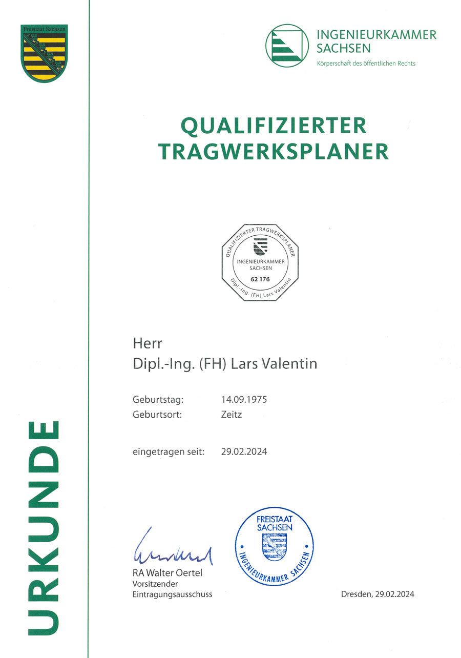 Qualifizierter Tragwerksplaner: Sachsen