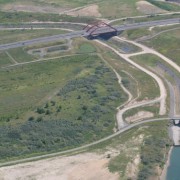 Bewegliche Brücke über den Seenverbund Markkleeberger - Störmthaler See