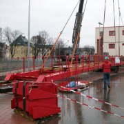 Schrägseilbrücke über einen Flutgraben der Mulde in Döbeln