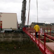 Schrägseilbrücke über einen Flutgraben der Mulde in Döbeln