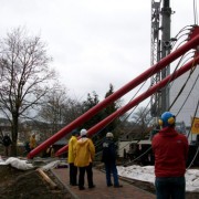 Schrägseilbrücke über einen Flutgraben der Mulde in Döbeln