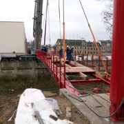 Schrägseilbrücke über einen Flutgraben der Mulde in Döbeln