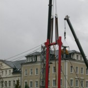 Schrägseilbrücke über einen Flutgraben der Mulde in Döbeln