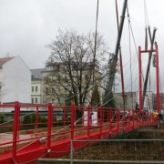 Schrägseilbrücke über einen Flutgraben der Mulde in Döbeln